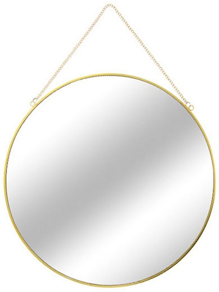 Wandspiegel Hängespiegel Spiegel Badspiegel rund Gold mit Kette Ø30cm