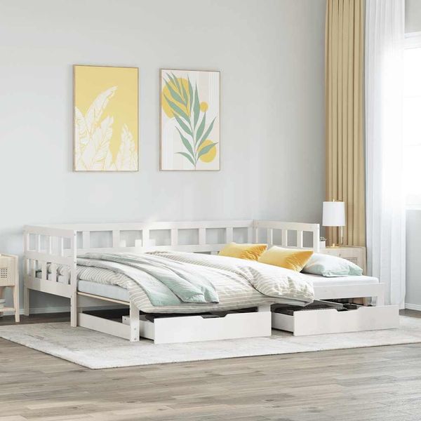 vidaXL Tagesbett Ausziehbar mit Schubladen ohne Matratze Weiß 90x190cm 3302206