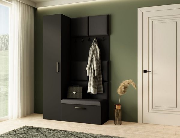 Beautysofa Garderobenschrank mit schmalem eintürigen Kleiderschrank mit Kleiderstange MARGARET I+IV (in 2 Breiten zur Auswahl) mit schmalem 1-türigen Kleiderschrank