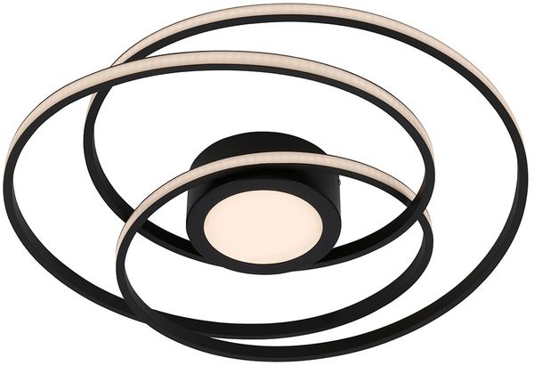LED Deckenleuchte, Metall, schwarz, warmweiß, D 56cm