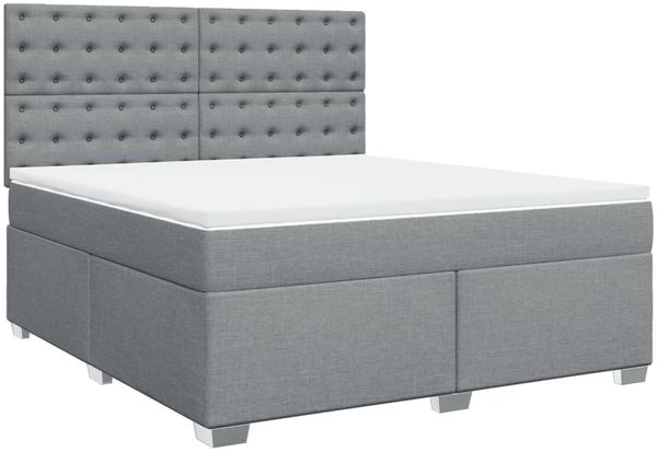 vidaXL Boxspringbett mit Matratze Hellgrau 180x200 cm Stoff 3292881 Bild 3
