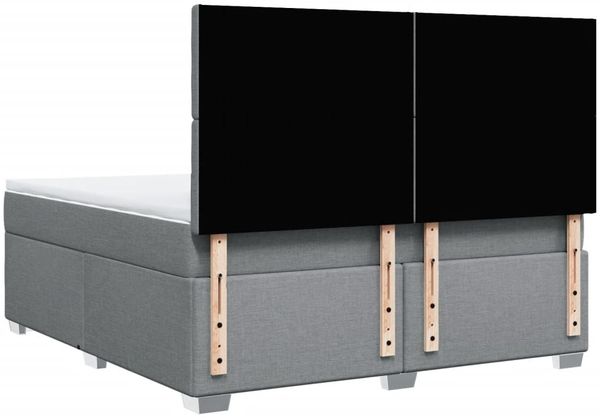 vidaXL Boxspringbett mit Matratze Hellgrau 180x200 cm Stoff 3292881 Bild 12