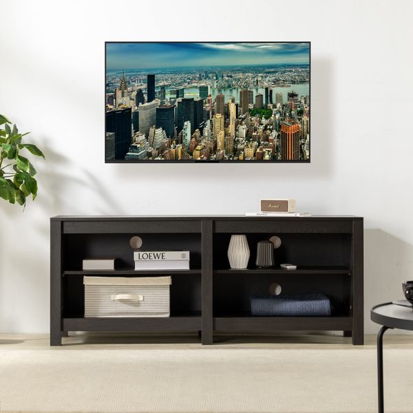 Zinus Camden TV Schrank - TV Schrank 147x40x60 cm - Möbel mit offenen und verstellbaren Regalen - Espressobraun