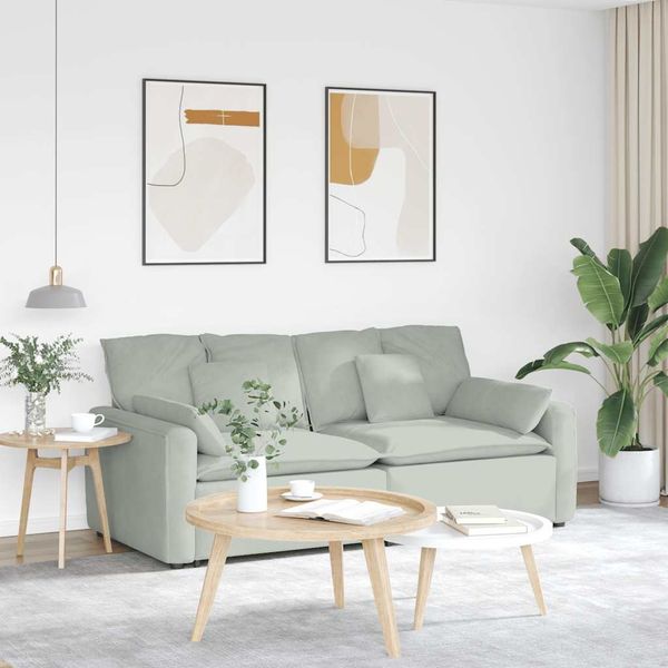 vidaXL Modulares Sofa mit Kissen Hellgrau 3321129