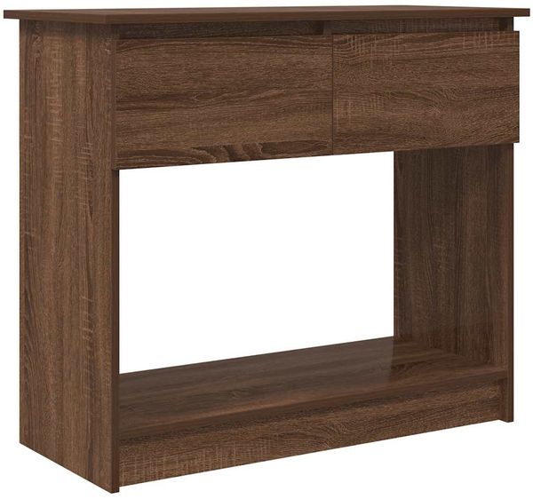 Konsolentisch, Beistelltisch, Konsole mit Schubladen Braun Eiche-Optik 85,5x38,5x74,5cm