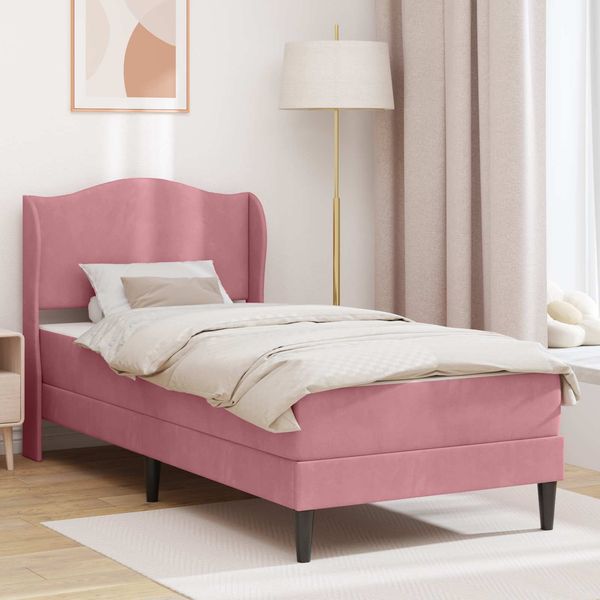 vidaXL Bettrahmen mit Kopfteil Rosa 100x200 cm Samt 3415187
