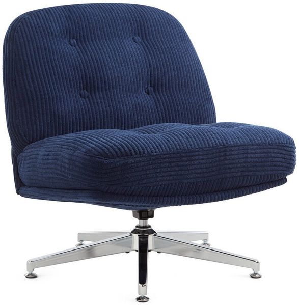 IWMH Bürostuhl Dick Schreibtischstuhl Ohne Rollen, Cordstoff Drehstuhl ohne Armlehnen (Lesesessel mit 15cm dickem Sitzkissen), Gepolsterter Stuhl für Schlafzimmer Wohnzimmer Schminktisch Bild 2