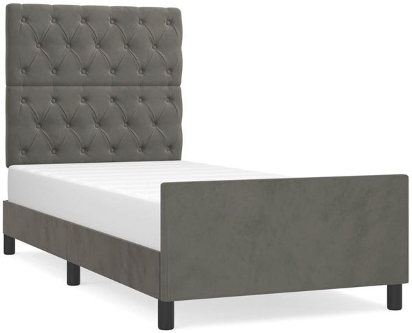Einzelbettgestell Design für Erwachsene ohne Matratze Dunkelgrau 80x200 cm Samt d4643e