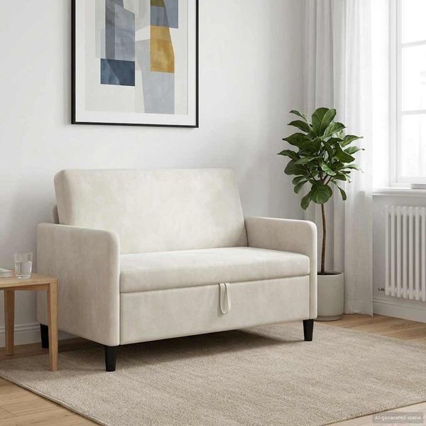 vidaXL Sofa mit Stauraum Creme 122 x 78 x 87 cm Polyester 42036913
