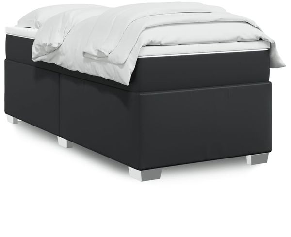 vidaXL Boxspringbett mit Matratze Schwarz 100x200 cm Kunstleder 3285197