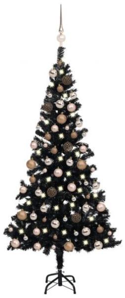 vidaXL Künstlicher Weihnachtsbaum Beleuchtung & Kugeln Schwarz 150 cm 3077589