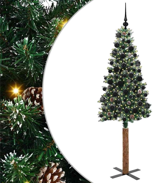 vidaXL Schlanker Weihnachtsbaum mit 300 LEDs mit Ständer Grün 180 cm 3394900