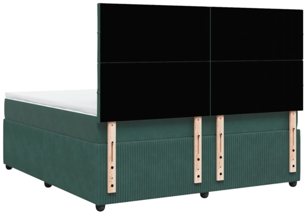 vidaXL Boxspringbett mit Matratze Dunkelgrün 180x200 cm Samt 3292409 Bild 5