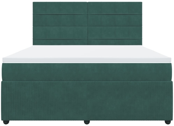 vidaXL Boxspringbett mit Matratze Dunkelgrün 180x200 cm Samt 3292409 Bild 3