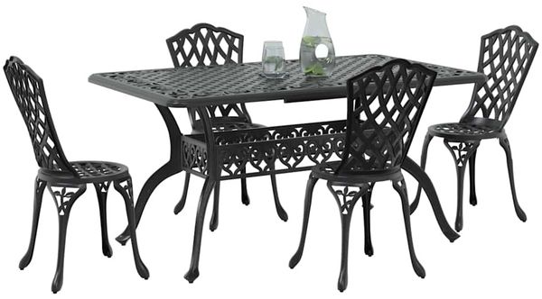 vidaXL Garten Essgruppe 5 pcs Schwarz Aluminium 3334669 Bild 3