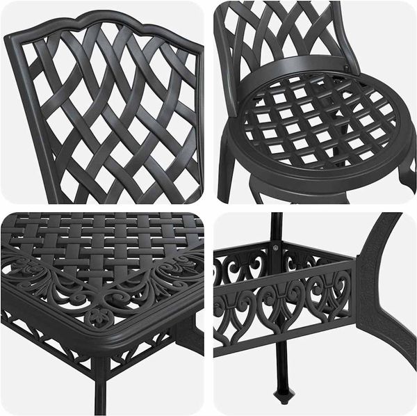 vidaXL Garten Essgruppe 5 pcs Schwarz Aluminium 3334669 Bild 11