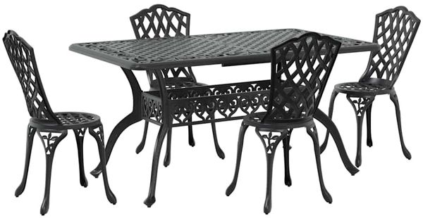vidaXL Garten Essgruppe 5 pcs Schwarz Aluminium 3334669 Bild 2