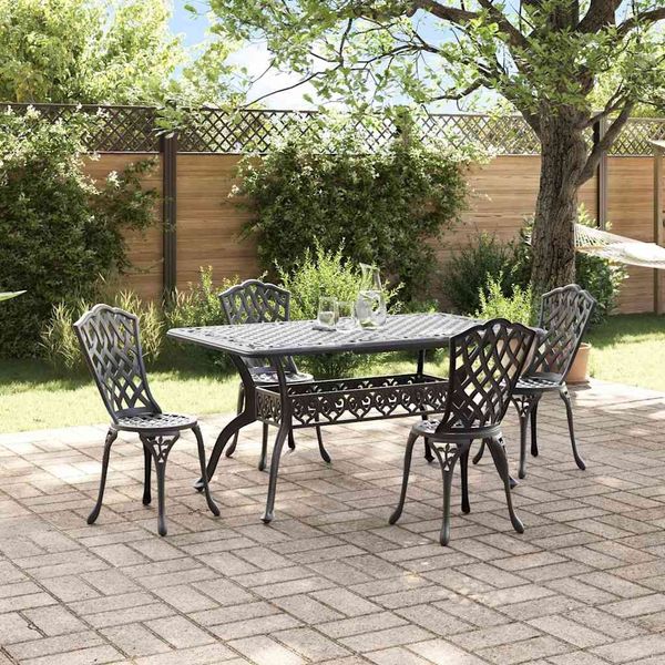 vidaXL Garten Essgruppe 5 pcs Schwarz Aluminium 3334669