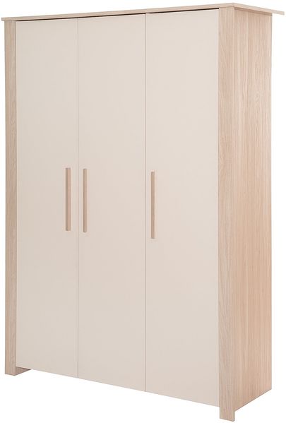 roba Kinderkleiderschrank 3-türig Momo - Schrank für Baby- & Kinderzimmer mit hochwertigen Massivholzgriffen- Holz cashmere lackiert / Holzdekor Tristan Eiche