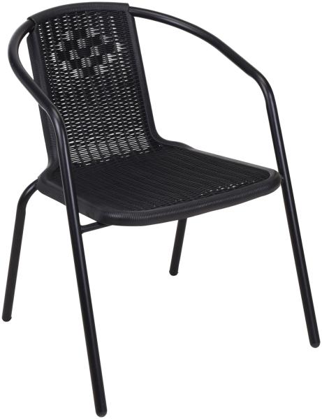 Stabiler Rattan-Design Bistrostuhl Stapelstuhl Stahl schwarz