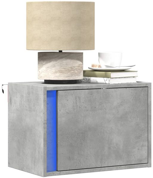 vidaXL Wand-Nachttische mit LED-Leuchten 2 Stk. Betongrau 852096