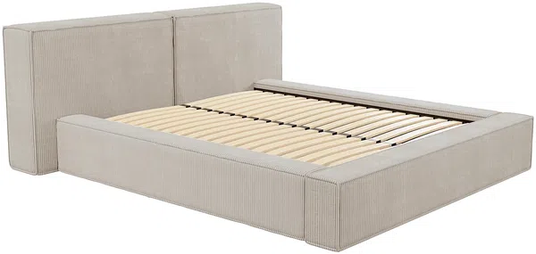 Vente-unique - TIMANO Bett SamtStoff Beige - B 252 cm x H 90 cm x L 226 cm Bild 5