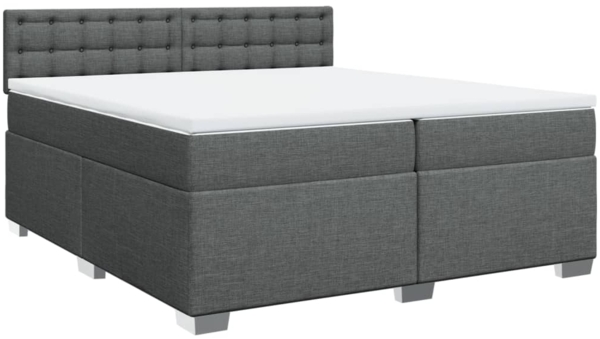 vidaXL Boxspringbett mit Matratze Dunkelgrau 200x200 cm Stoff 3286010
