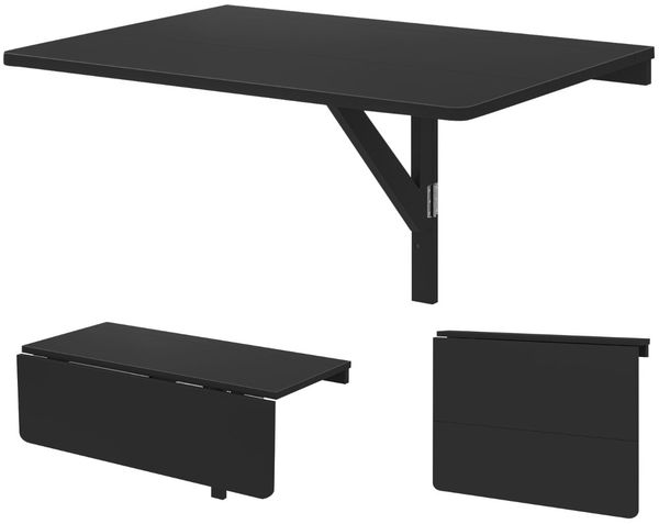 Wandmontierter Klapptisch Platzsparender Küchentisch Klappbarer Wandtisch 80 x 60 cm Schwarz