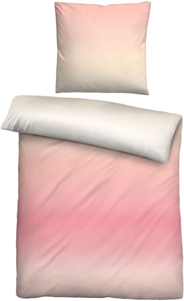 biberna Seersucker Bettwäsche 0025006 FARBVERLAUF, koralle, 1x 155x200 cm + 1x 80x80 cm