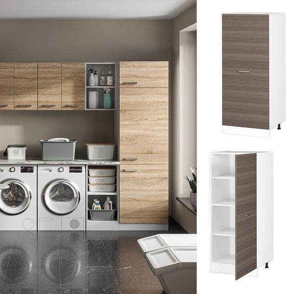 Hochschrank R-Line Grau 60 cm mit großer Tür Vicco Bild 2