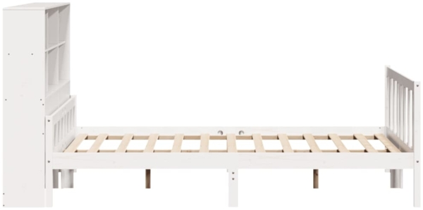 vidaXL Massivholzbett mit Regal ohne Matratze Weiß 160x200 cm Kiefer 3322138 Bild 4