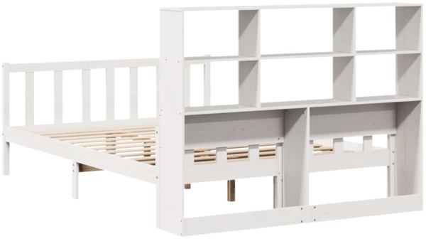 vidaXL Massivholzbett mit Regal ohne Matratze Weiß 160x200 cm Kiefer 3322138 Bild 5