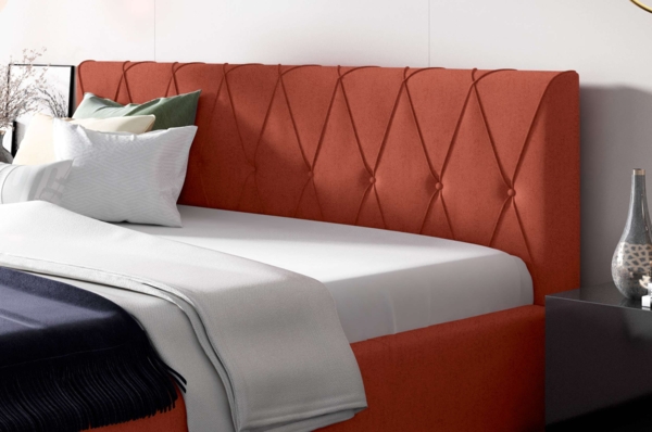 99rooms Lola Polsterbett mit Bettkasten 120x200 cm Velours MONOLITH Korallenrot Bild 3