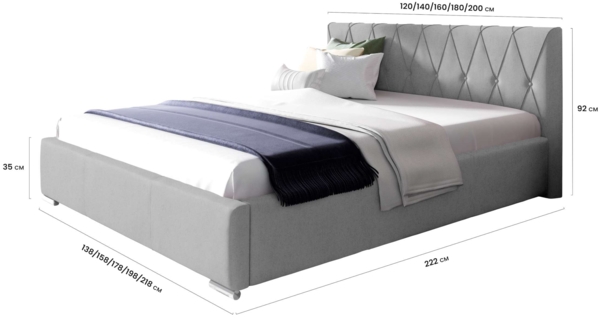 99rooms Lola Polsterbett mit Bettkasten 120x200 cm Velours MONOLITH Korallenrot Bild 4