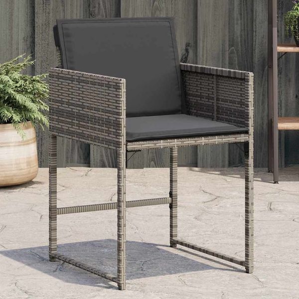 vidaXL Gartenstühle mit Kissen 4 Stk. Grau Poly Rattan 365002