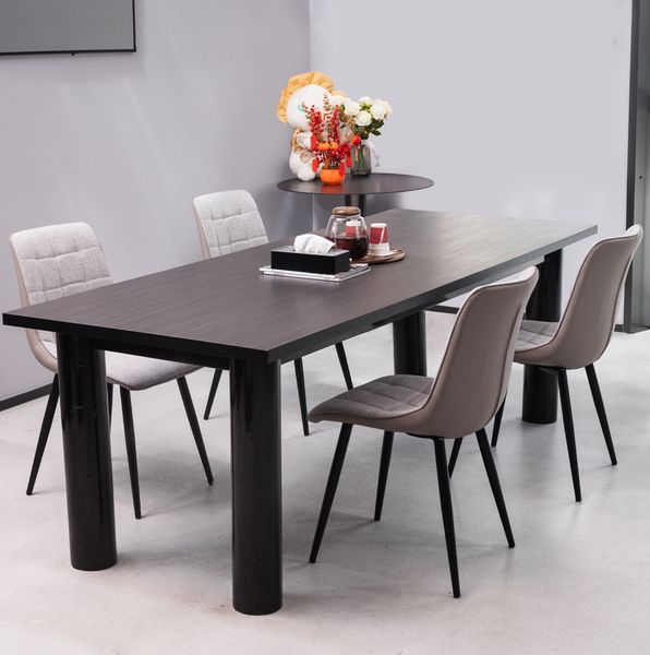 Polsterstuhl 89cm×47cm×44cm mit Metallgestell – grauer Esszimmerstuhl aus Leinen, Kunstleder und PU