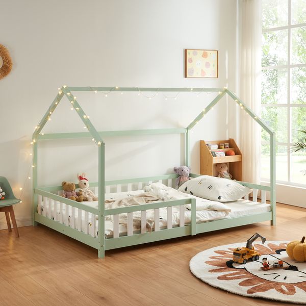 Hausbett Hesel mit Rausfallschutz 120x200cm Mintgrün [en. casa]