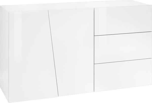 Sideboard >Viterbo< in Weiß-Hochglanz - 140x86x43cm (BxHxT)