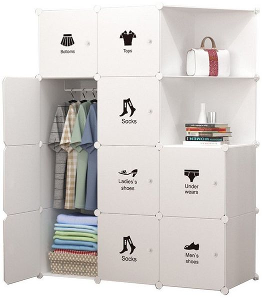 GarveeMore Kleiderschrank Mit Platz zum Aufhängen,DIY Kombischrank,modularer Kombischrank Modulare Kleiderschrank-Kombination mit Mehrfachfächern