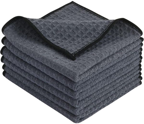 6er Set KinHwa Mikrofaser Reinigungstücher 30x30cm Grau - Saugstark