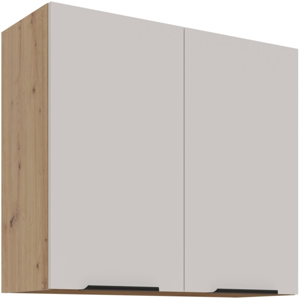 Küchen Hängeschrank 80 cm Küche SOLANO Kaschmir beige matt + Eiche Artisan matt Küchenzeile Küchenblock Küche Einbauküche