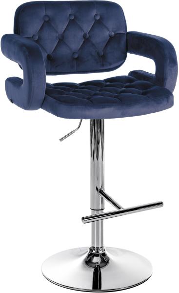 CLP Barhocker Dublin Samt,blau Metall in Chromoptik