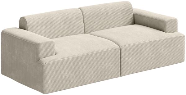 skølm 'Freki' Cloud Sofa 2 Sitzer, Vollschaumcouch mit Federkern und Vakuum-Kompression, kein Aufbau erforderlich, mit 2 Kissen, Cord beige Bild 10