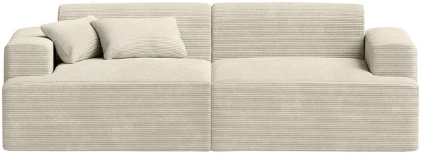 skølm 'Freki' Cloud Sofa 2 Sitzer, Vollschaumcouch mit Federkern und Vakuum-Kompression, kein Aufbau erforderlich, mit 2 Kissen, Cord beige Bild 2