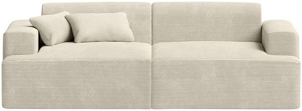 skølm 'Freki' Cloud Sofa 2 Sitzer, Vollschaumcouch mit Federkern und Vakuum-Kompression, kein Aufbau erforderlich, mit 2 Kissen, Cord beige Bild 10