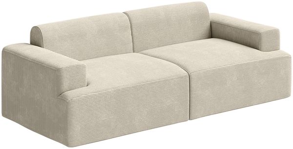 skølm 'Freki' Cloud Sofa 2 Sitzer, Vollschaumcouch mit Federkern und Vakuum-Kompression, kein Aufbau erforderlich, mit 2 Kissen, Cord beige Bild 9