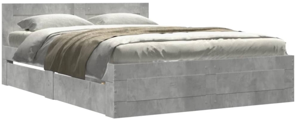vidaXL Bettgestell mit Kopfteil Betongrau 140x200 cm Holzwerkstoff 3295565