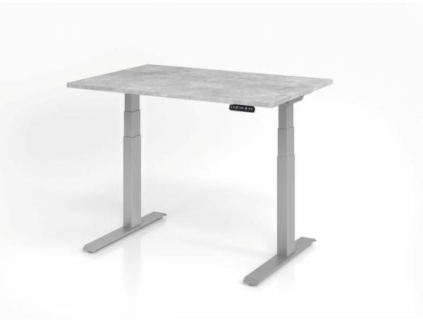 Sitz-Steh-Schreibtisch elektrisch 120x80cm Beton/Silber