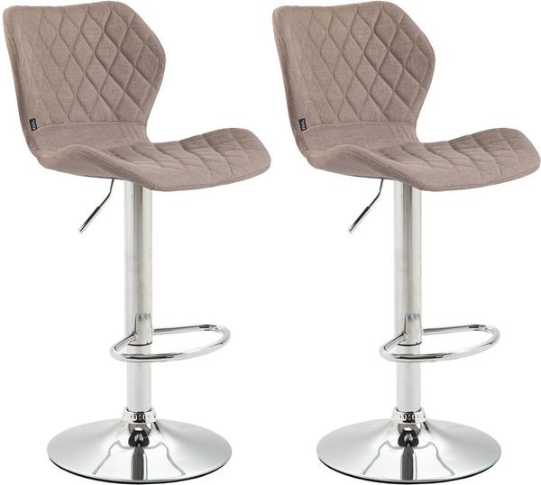 CLP 2er Set Barhocker Cork Stoff drehbar mit Höhenverstellung,taupe chrom