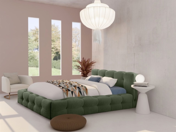 Polsterbett Doppelbett AURORA 180x200cm in Stoff Boston Grün